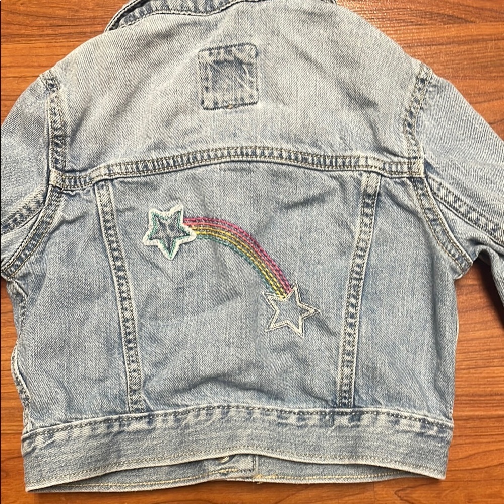 Gap girls Light Blue Distressed Denim Jacket with Contrast Stitching size s - Picture 6 of 6